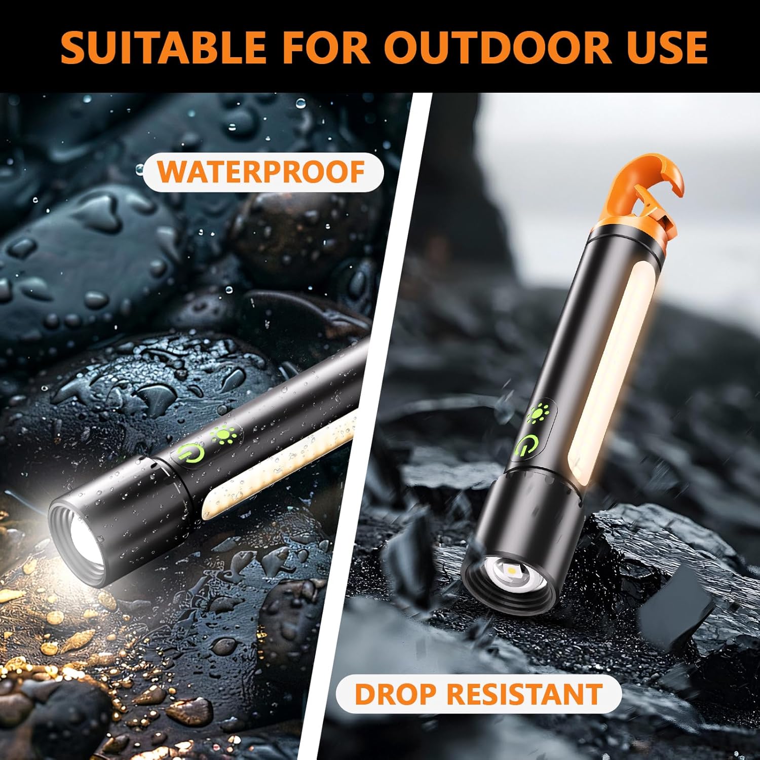Rechargeable LED Flashlight - 2000 Lumen Super Bright, Waterproof, 9 Modes | Ideal for Camping, Emergencies