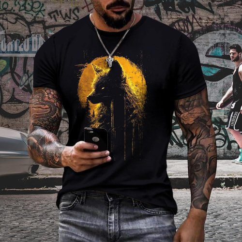 Domirica Cool Animal Graphic Tee - Quick Dry 100% Cotton Crewneck T-Shirt for Men, Big & Tall