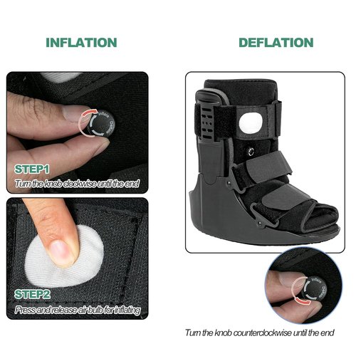 Jewlri Air Walking Boot - Short Fracture Walker for Ankle Support | Fits Left or Right Foot - Black M
