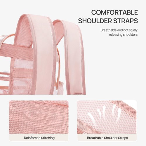 Telena Small Clear Bag for Stadium Events Heavy Duty PVC Transparent Mini Backpack Pink