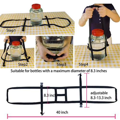 Storbuffs 0.5/1/1.5/2 Gallon Glass Jar Carboy Easy-Carry Straps, Glass Bottle Protector, Adjustable Strong for Easy, Safe, Secure Lifting Moving Carrying jug Bottle, Fit 0.5 to 2 Gal, No Carboys