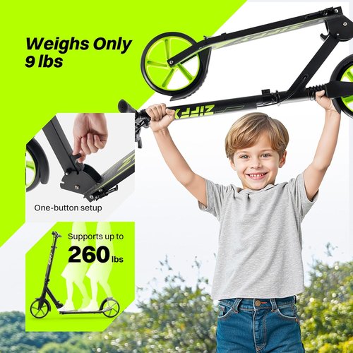 JOVA ZIFFY Kids Scooter - Foldable Kick Scooter with Hand Brake & 4 Adjustable Heights | Lightweight, Supports Up to 260 lbs