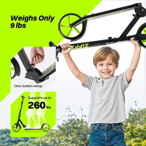 JOVA ZIFFY Scooter for Kids with Hand Brake, Foldable Kick Scooter for Ages 6-12, Lightweight Scooter for Boys with 4 Adjustable Heights, ABEC9 Bearings, Supports Up to 260 lbs