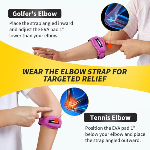 CAMBIVO Tennis Elbow Brace - 2 Pack Counterforce Compression Support for Pain Relief | Adjustable Forearm Strap