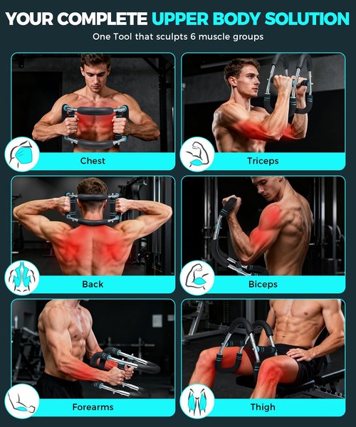 BAGAIL Twister Arm Trainer, 5-Level Resistance (40-130 lbs) for Chest & Arm Workout, Home Gym Strength Training Equipment with Ergonomic Grips & Carry Bag for Men and Women