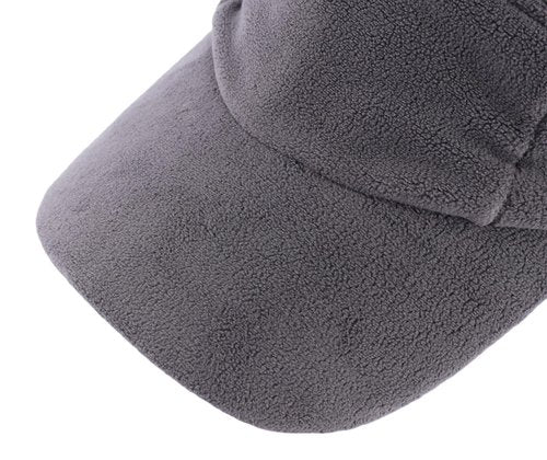 Connectyle Warm Fleece Beanie with Visor & Ear Warmer Windproof Cold Weather Skull Cap Ponytail Hat for Women Dark Grey