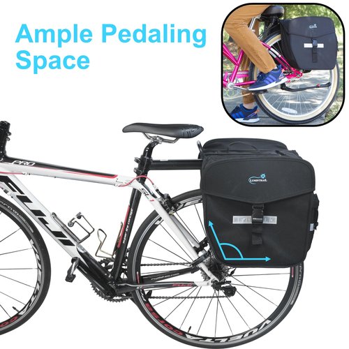 Lumintrail Bike 36L Double Panniers - Saddle Bags for Rear Rack Bike Bags with Safety Reflective Strips, and Carrying Handle - Perfect for Grocery Shopping, Easy Commuting and Long Cycling Trips