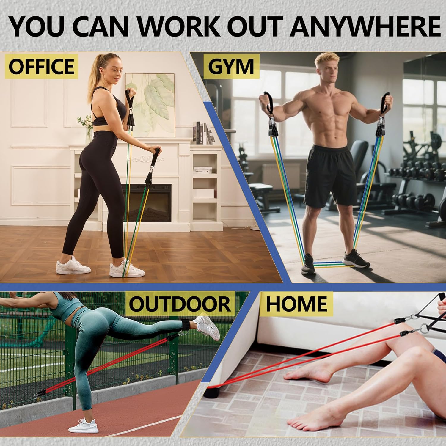Skiennix Resistance Bands - Versatile Workout Bands with Handles & Door Anchor | Strength Training for Men & Women