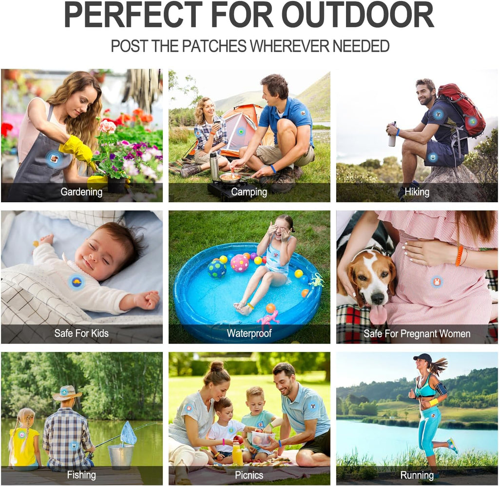 Skiennix Mosquito Repellent Stickers - 240 Pcs Natural Patches & 5 Individually Wrapped Bracelets for Kids & Adults | Perfect for Outdoor Activities