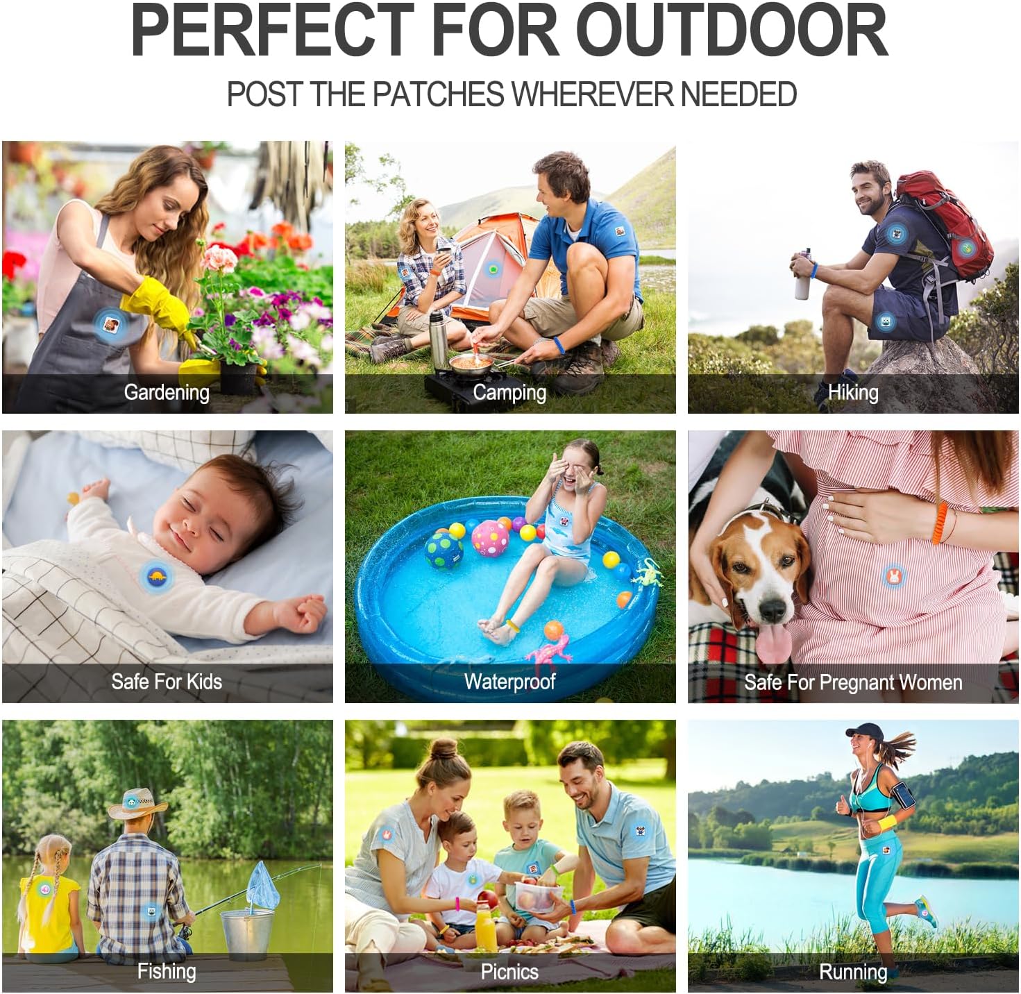 Skiennix Mosquito Repellent Stickers - 240 Pcs Natural Patches & 5 Individually Wrapped Bracelets for Kids & Adults | Perfect for Outdoor Activities