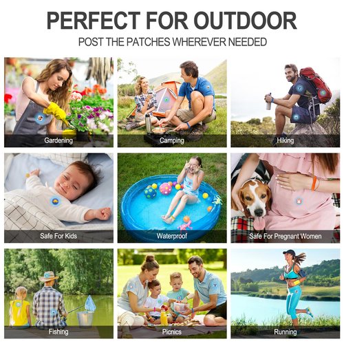 Mosquito Repellent Stickers 240 Pcs Natural Mosquito Patches for Kids and Adults with 5 Pack Individually Wrapped Mosquito Repellent Bracelets for Outdoor Camping Traveling Fishing