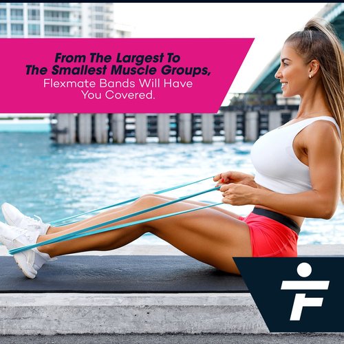 Resistance Bands for Working Out by Flexmate- 5 Resistance Levels Pull Up Assistant Band Set- 100% Latex Fitness Bands for Physical Therapy, Strength, Weightlifting, Crossfit- Workout Guide Included