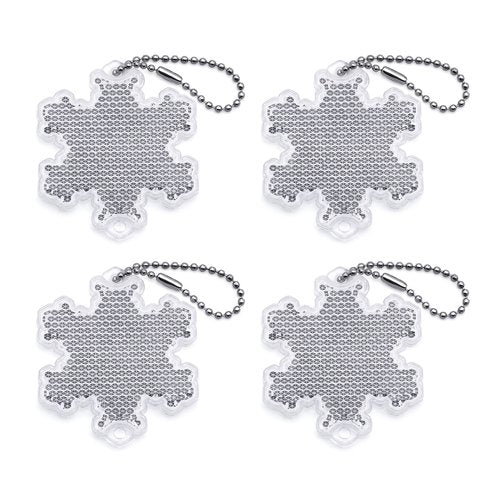 MFC PRO 4Pcs Safety Reflector - Snowflake Shapes - Stylish Reflective Gear for Jackets, Bags, Purses, Backpacks, Strollers and Wheelchairs，Christmas Halloween Party Hanging Decoration