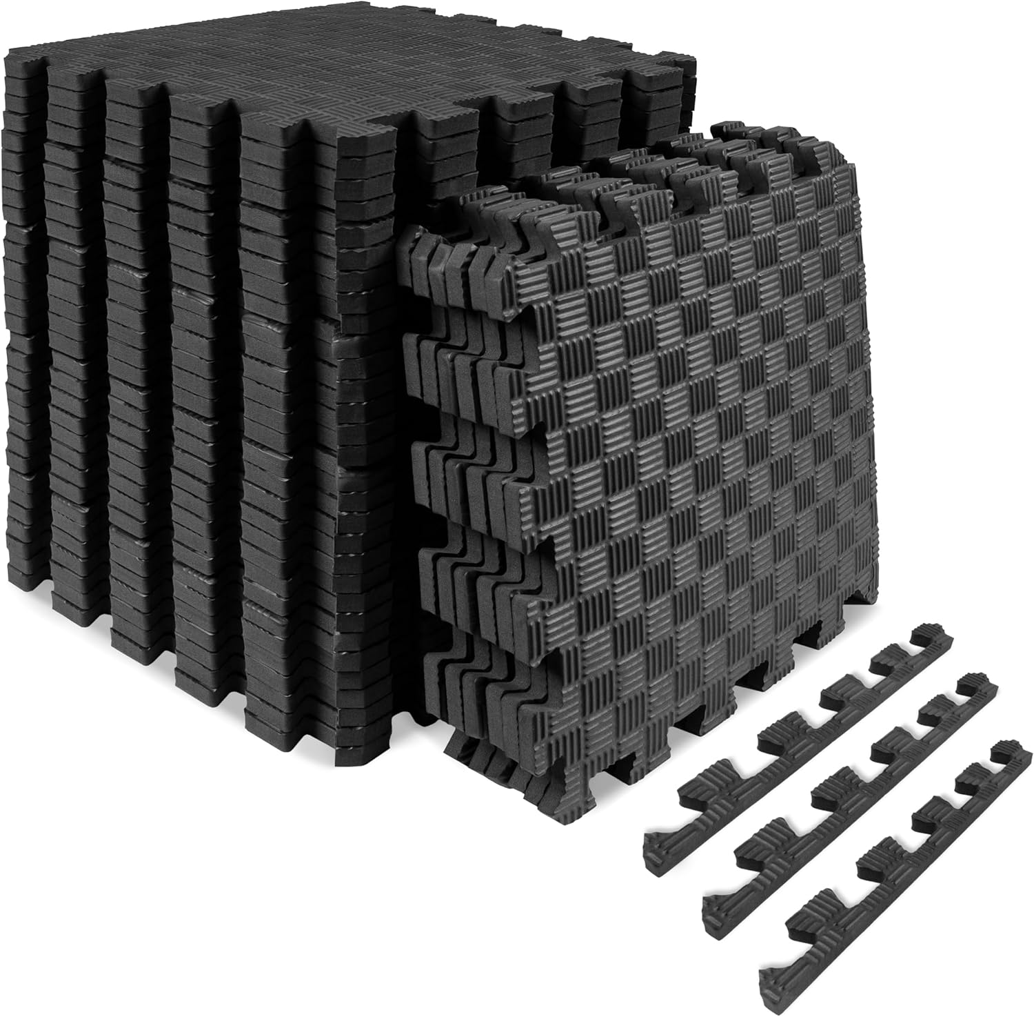 ProsourceFit Exercise Puzzle Mat - Non-Slip EVA Foam Gym Tiles | Shock Absorbing, Checkered Design, 36 SQ FT