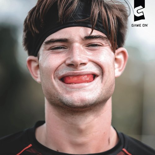 Game On Mouthguards - Only ADA Accepted Strapless Adult Sports Mouth Guard for Football, Basketball, Lacrosse, Hockey - Superior Protection, Comfortable Fit (Braces Mouthguard) (Adult, Clear)