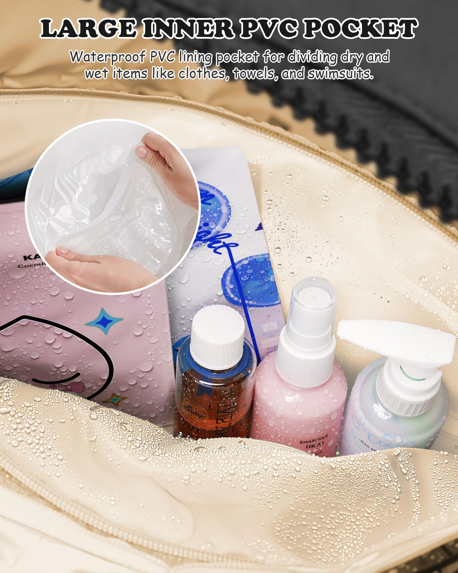 Vogewood Women Duffle Bag with Initial, Gifts for Women Unique-Personal Item Travel Bags，Gym Bag with Wet Pocket，Lightweight Travel Bags Personalized Tote with Makeup Pouch