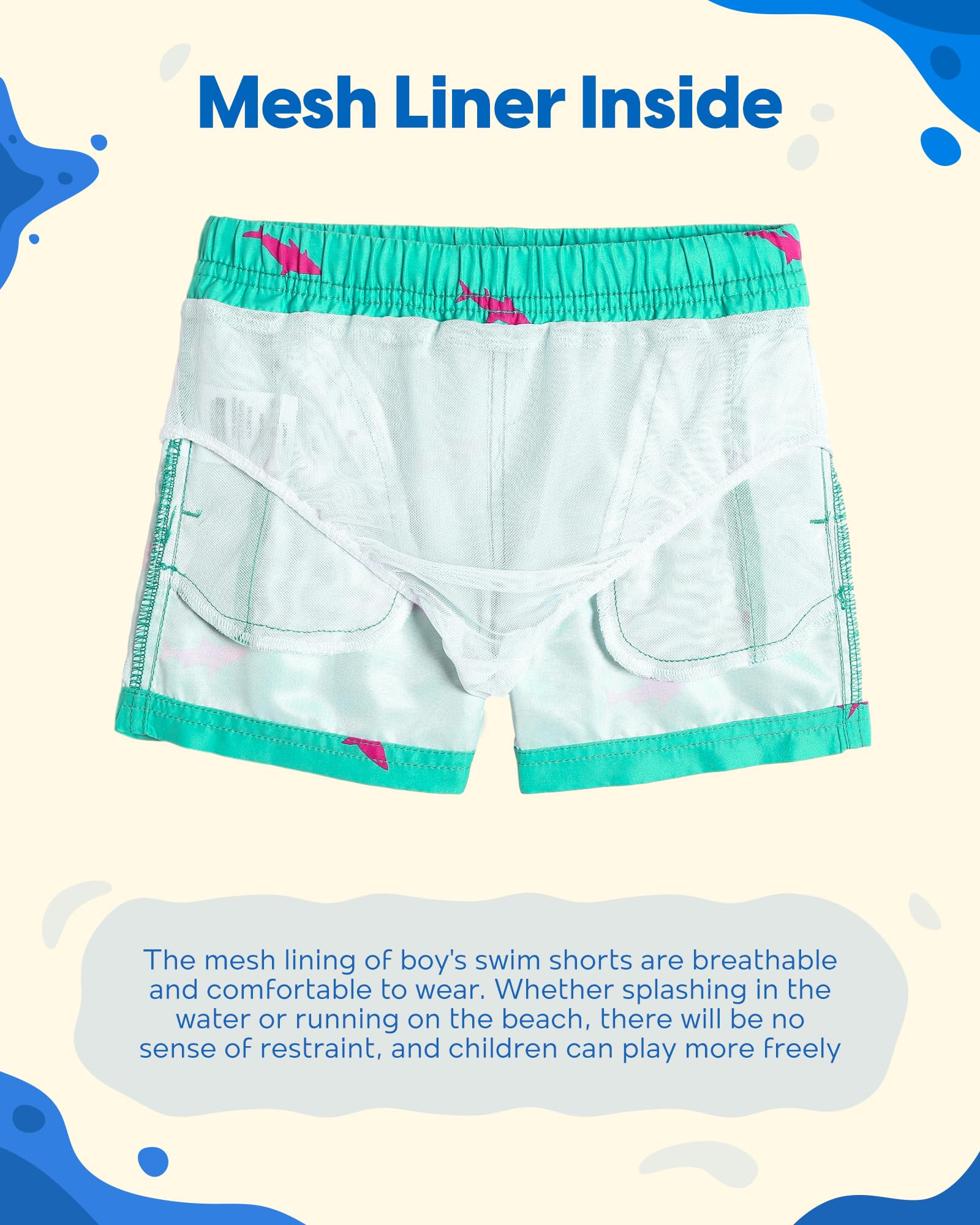maamgic Boys Swim Trunks Toddler Swim Shorts Little Boys Bathing Suit Swimsuit Toddler Boy Swimwear,Shark SkyBlue,2 T