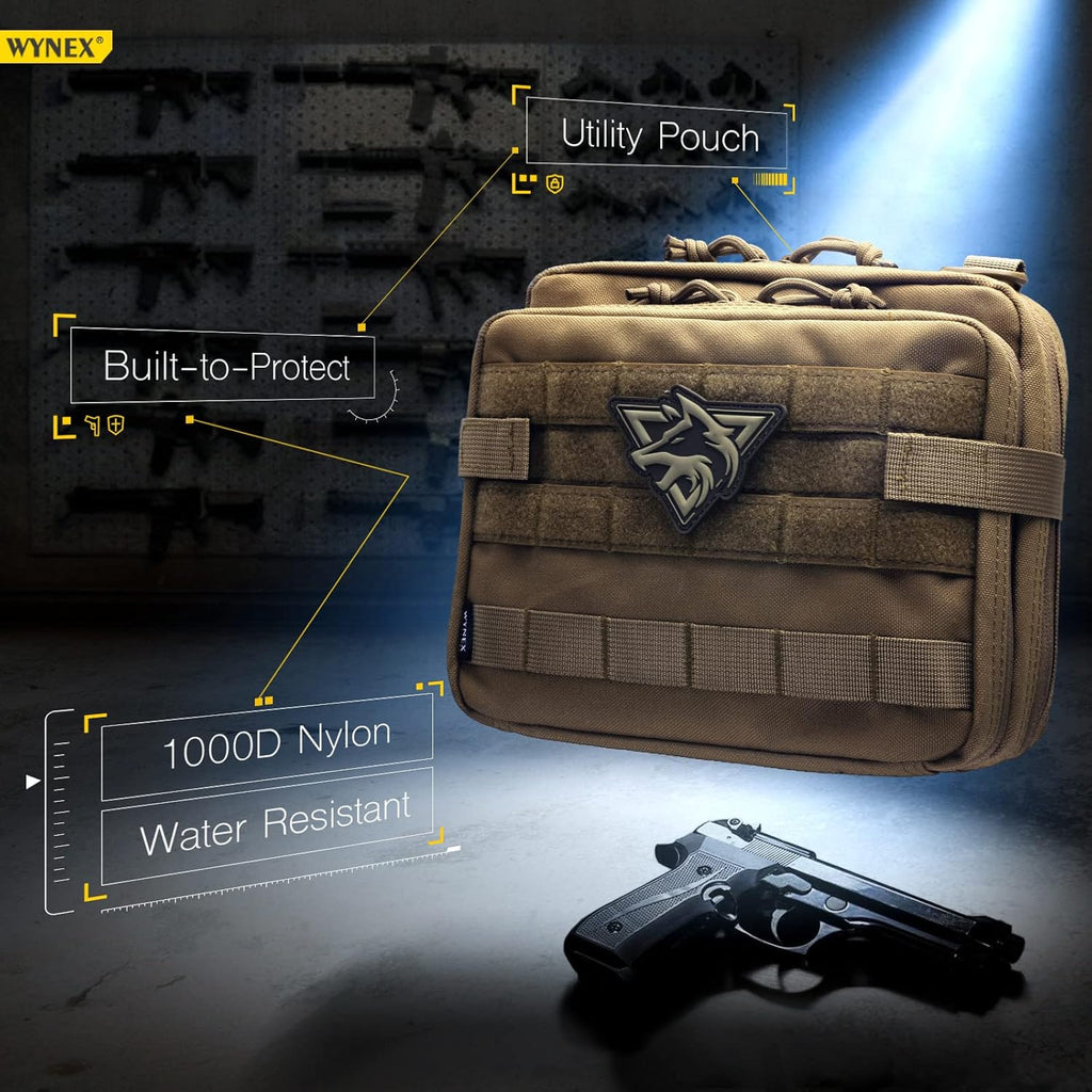 WYNEX Tactical Large Admin Pouch - Double Layer Design | Molle EDC Utility Pouch with Map Sleeve
