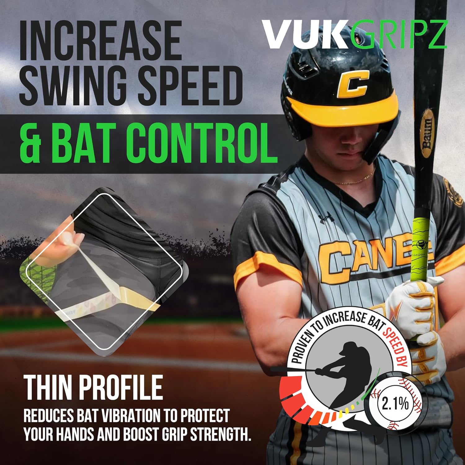 VukGripz Extra Long Bat Grip - Enhanced Firmness for Superior Control | Ideal for All Players