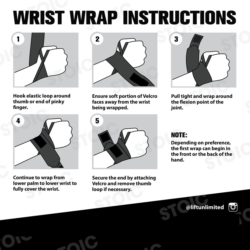 Wrist Wraps weightlifting, powerlifting, cross training, bodybuilding with thumb loop. Professional grade for gym workout, men and women weight lifting and strength training by Stoic - Black 36 Inch