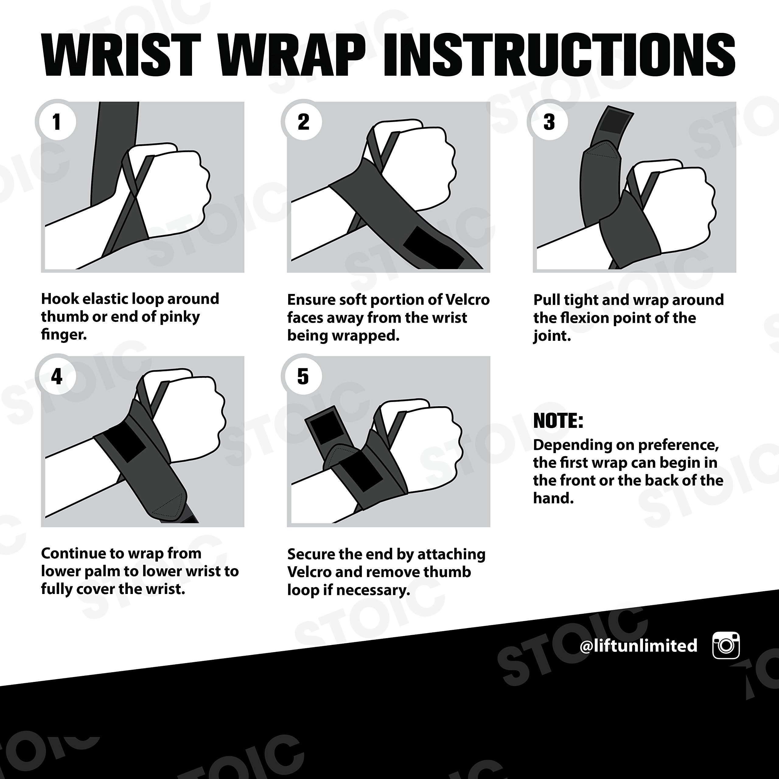 Wrist Wraps weightlifting, powerlifting, cross training, bodybuilding with thumb loop. Professional grade for gym workout, men and women weight lifting and strength training by Stoic - Black 36 Inch