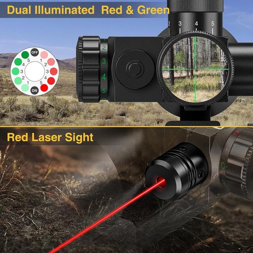 CVLIFE 2.5-10x40e Illuminated Rifle Scope - Red & Green Reticle with 20mm Mount