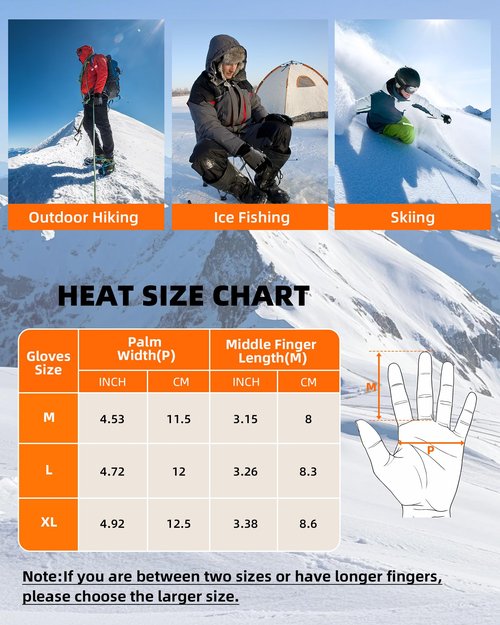 EBOSSOM Heated Gloves for Men Women, 7.4V Electric Gloves Rechargeable Battery Waterproof Touchscreen Heated Ski Gloves for Winter Outdoor Work Motorcycle Riding Hunting Hiking
