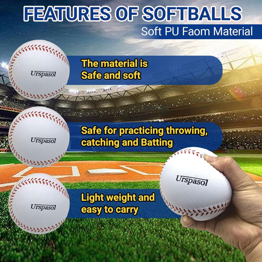 Urspasol Soft Foam Softballs - 12 Inch Oversized Training Balls with Mesh Bag for Kids & Teens