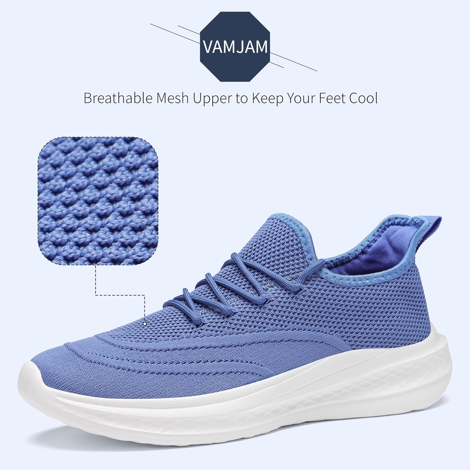 VAMJAM Men's Running Shoes - Lightweight Slip-On Breathable Gym Sneakers | Non-Slip Mesh Design