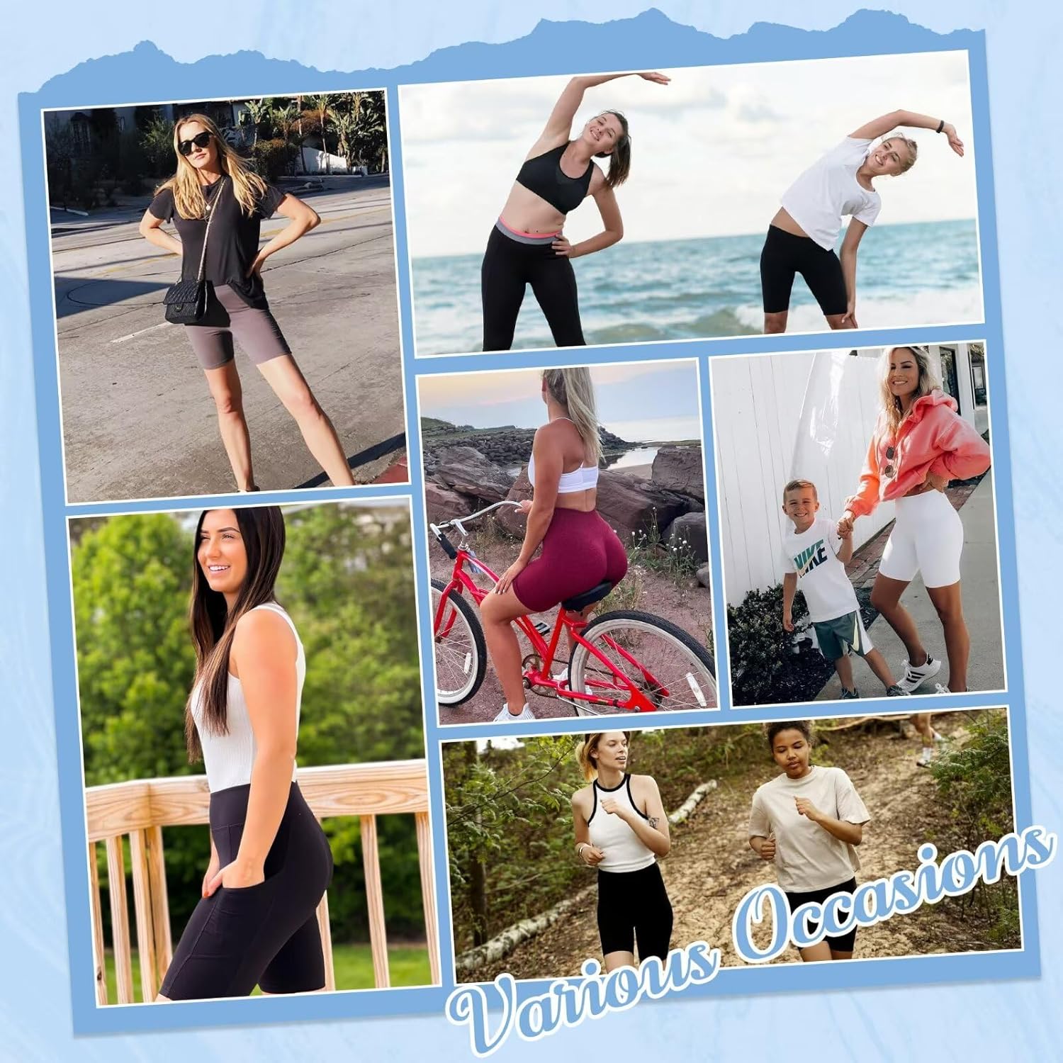 Skiennix Biker Shorts for Women - High Waist Spandex with Pockets | 5-Pack for Yoga & Running