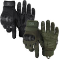 Glove Station Touchscreen Utility Gloves for Men - Hard Knuckle Protection for Motorcycle & Outdoor Work | Black & Green, X-Large
