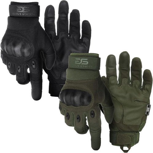 Glove Station Touchscreen Utility Gloves for Men - Hard Knuckle Protection for Motorcycle & Outdoor Work | Black & Green, X-Large