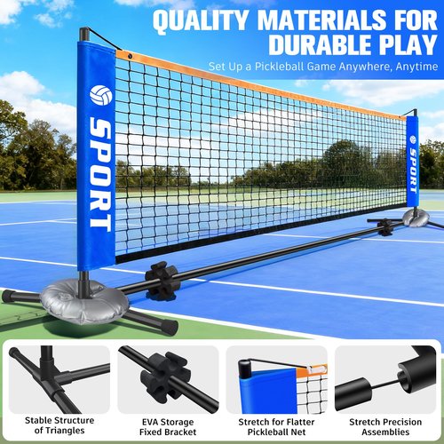 Pickleball Net for Driveway, Portable Pickleball Net Set with Paddles, Water Bags,Portable Outdoor Pickleballs, Mini Pickleball Net, Carry Bag,10FT PickleBalls Net Weather Resistant Steady Metal Frame