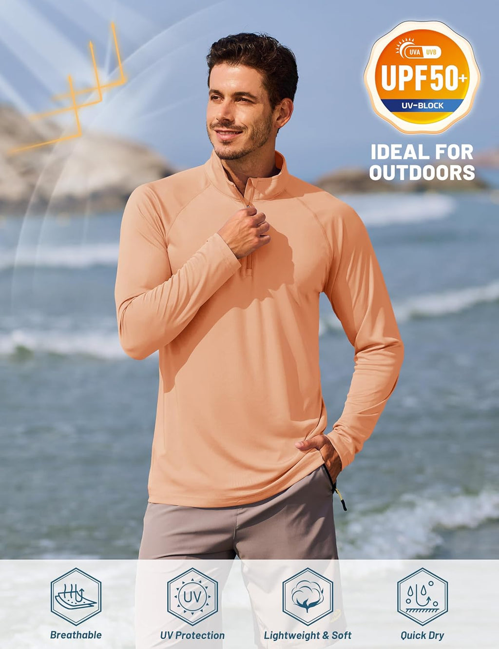 TACVASEN Men's Athletic Long Sleeve Shirt - 1/4 Zip Pullover with UPF 50+ Sun Protection | Ideal for Outdoor Running