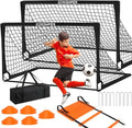 Kids Soccer Goals - Portable 6 x 4 Ft Soccer Goal Set with 10 Cones & Agility Ladder | Backyard Training Equipment