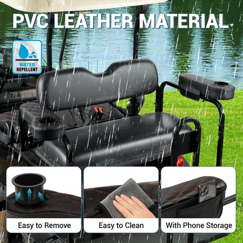 CartClan Univeisal Golf Cart Armrest with Cup Holder, No Drilling Golf Cart Armrest Suitable for Club Car EZGO Yamaha Golf Carts, Only Fits 1 in Square Tube-Black