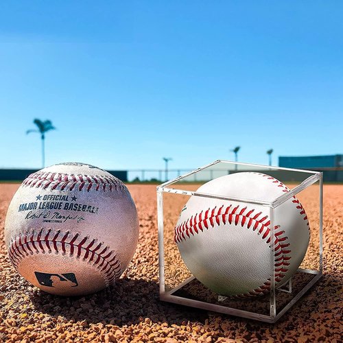 Baseball Display Case | Skiennix 4-Pack UV Protected Acrylic Cube for Autographed Balls