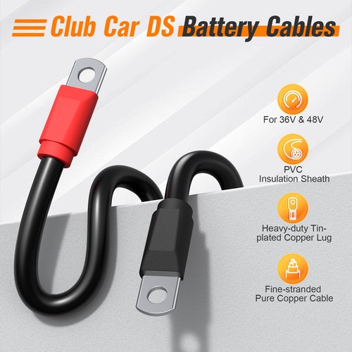 GODCTSUP Club Car Heavy Duty Battery Cable Kit, 7PCS Golf Cart Battery Cable Wiring Kit for Club Car DS 1994-Up 36&48 Volt 4 Gauge Carts, Golf Cart Pure Copper Wiring Kit with Thickened Wire Lug