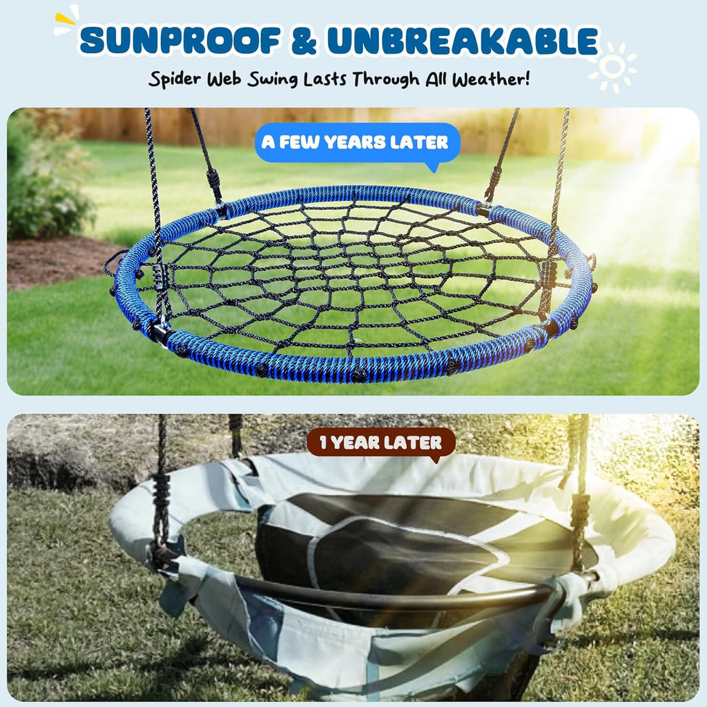 Trekassy 40" Spider Web Saucer Tree Swing - 750lbs Capacity, Durable Steel Frame, Blue Color