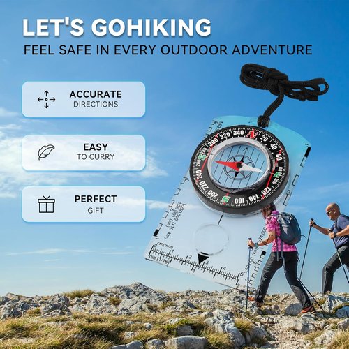 Compass Hiking Survival | Wilderness Navigation Compass for Kids - Magnetic Gear Set for Camping & Backpacking