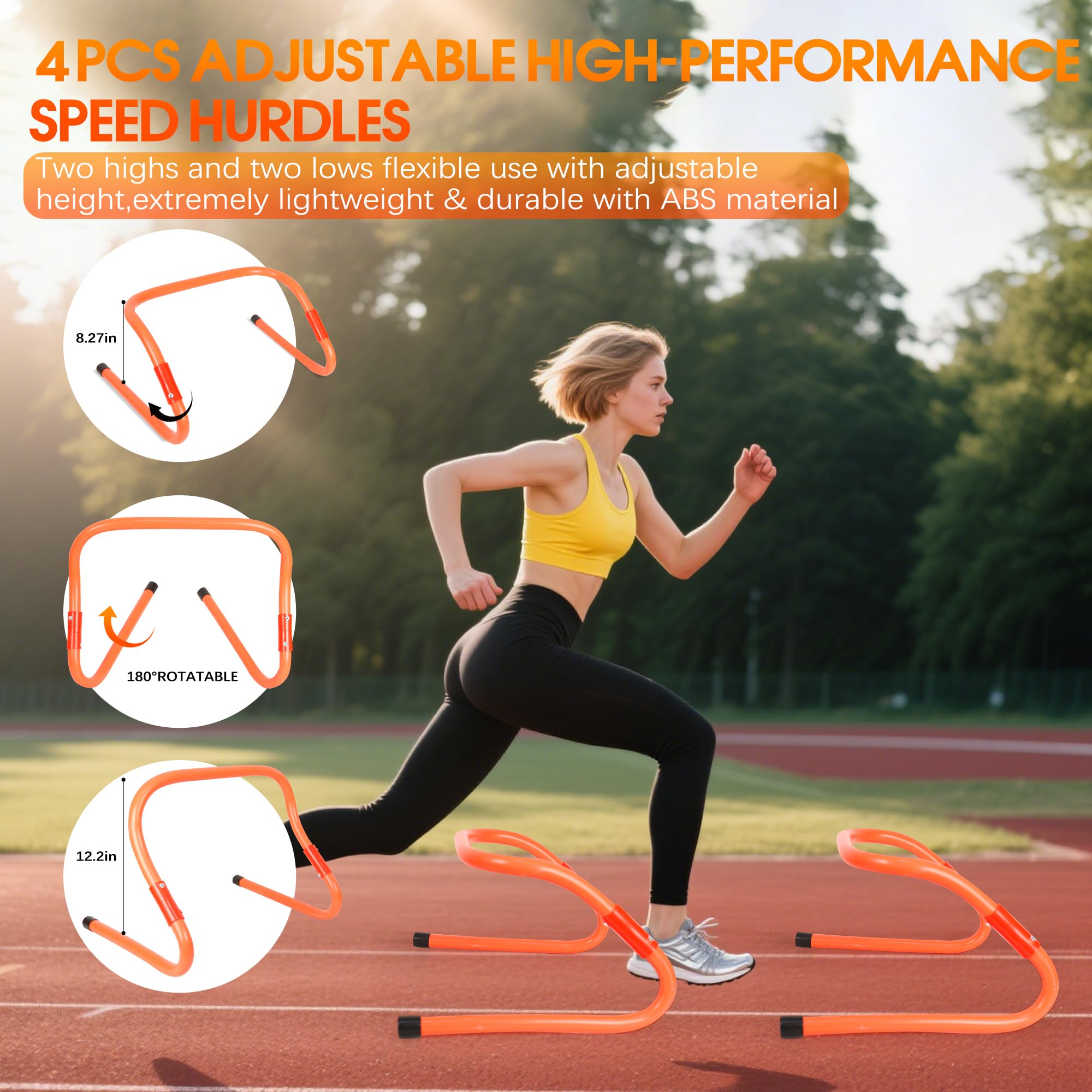 WHBDGP Agility Ladder,Speed Training Equipment Set-20ft Agility Ladder,12 Soccer Cones,4 Hurdles,Jump Rope,Running Resistance,Soccer Football Training Equipment with Carrying Bag for Kids Youth Adults
