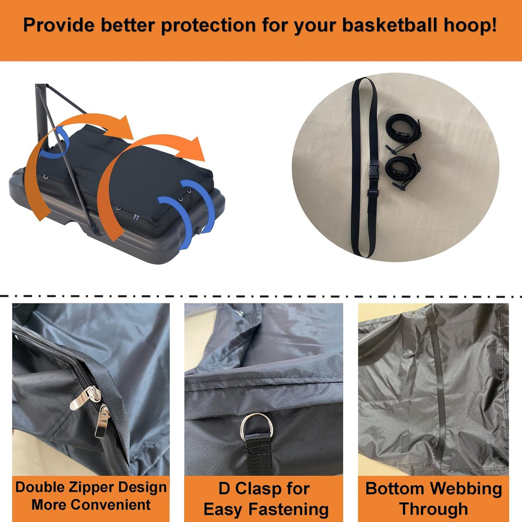 Skiennix Basketball Hoop Sandbag - Heavy Duty Waterproof & Dustproof Base Anchor | Holds 320+ lbs, 36.6" D x 23.6" W x 5.9" H (Black)
