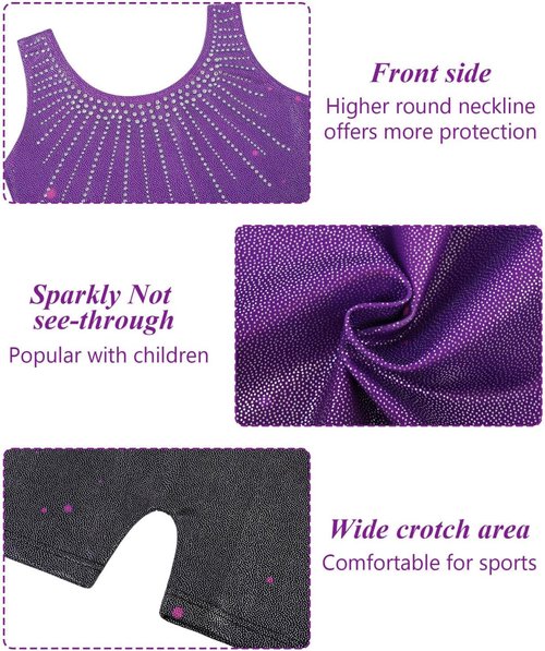 BAOHULU Toddler Girls' Gymnastics Leotard - Sparkle Embroidery One-Piece Biketard
