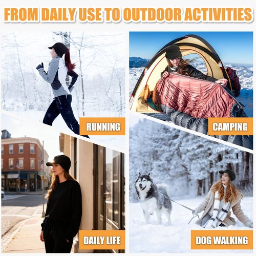 AYAMAYA Winter Running Hats for Women, Reflective Fleece Ponytail Hat with Drop Down Ear Flap for Running Hiking Black