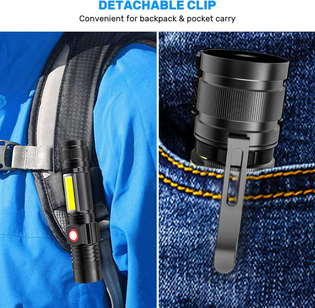 Skiennix Rechargeable LED Flashlight - Super Bright Tactical Design | USB Rechargeable, Waterproof, Compact for Camping & Emergencies
