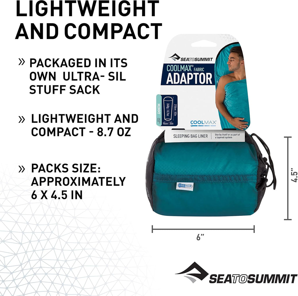Sea to Summit Coolmax Sleeping Bag Liner - Lightweight Travel Bedding for Comfort & Versatility