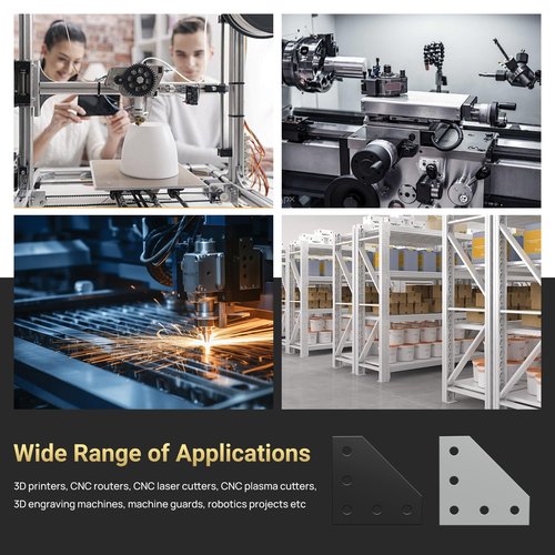 12 Set 2020 Corner Bracket Joint Plate L Shape 5 Hole Aluminum Extrusion Connector with 60Pcs T-Nuts, 60Pcs Screws and 1Pcs Wrench for 20 x 20mm Series Aluminum Extrusion Profile, Silver