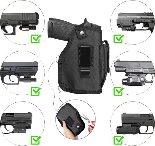 Concealed Carry Holster with Mag Pouch Fits Pistols with Light/Laser, Universal IWB/OWB Holsters for Men Women Fits Right Hand and Left