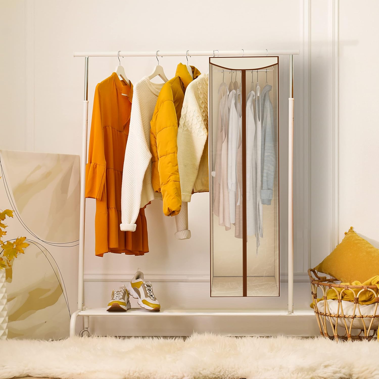 Storage Maniac Hanging Garment Bag - 2-Pack Long Dress & Suit Covers with Clear Window | Beige