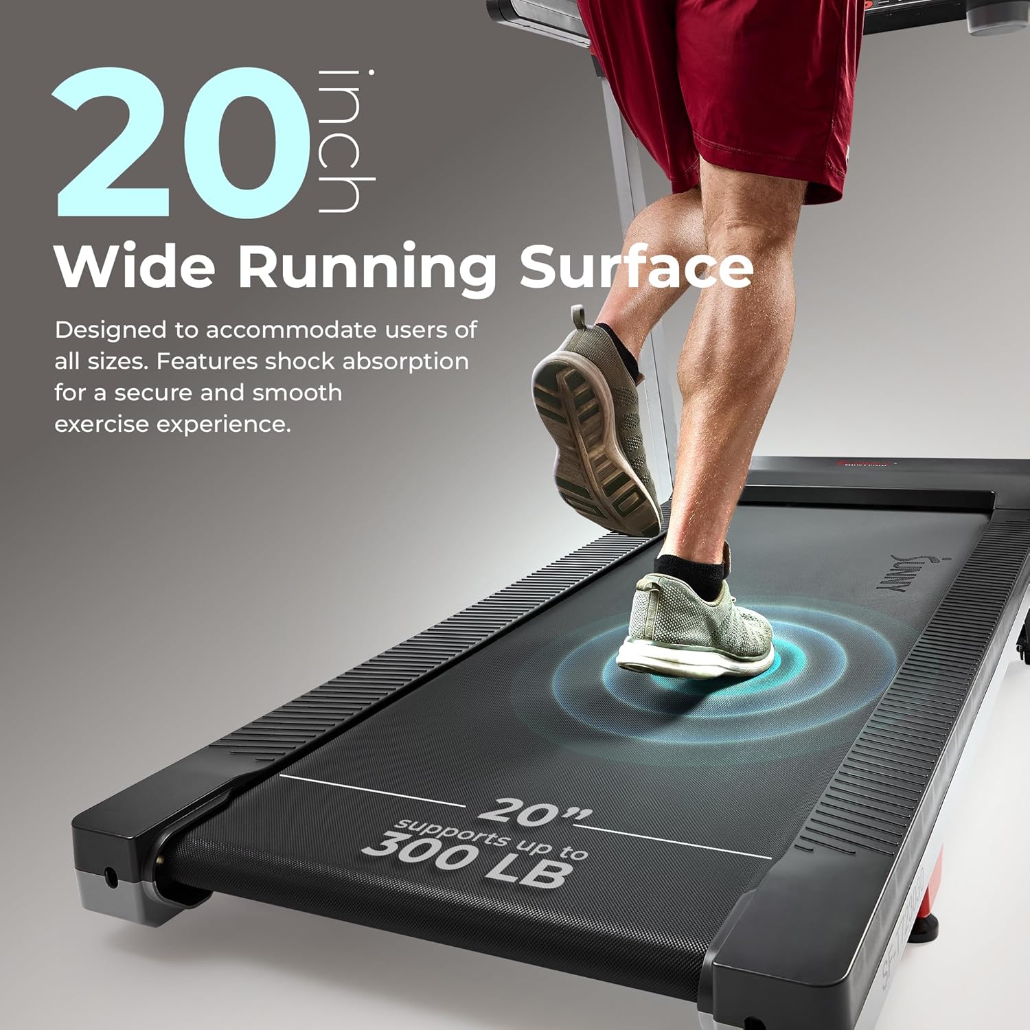 Sunny Health & Fitness Treadmill - Smart Auto Incline, Foldable Design, 15 Levels, 20" Shock Absorption Belt